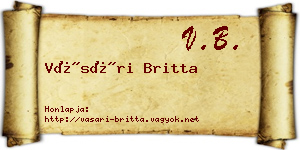 Vásári Britta névjegykártya
